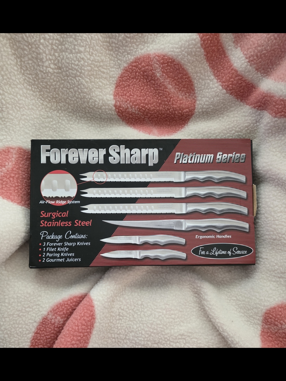 New - Forever Sharp Platinum Series 7-Piece Stainless Steel Knife Set